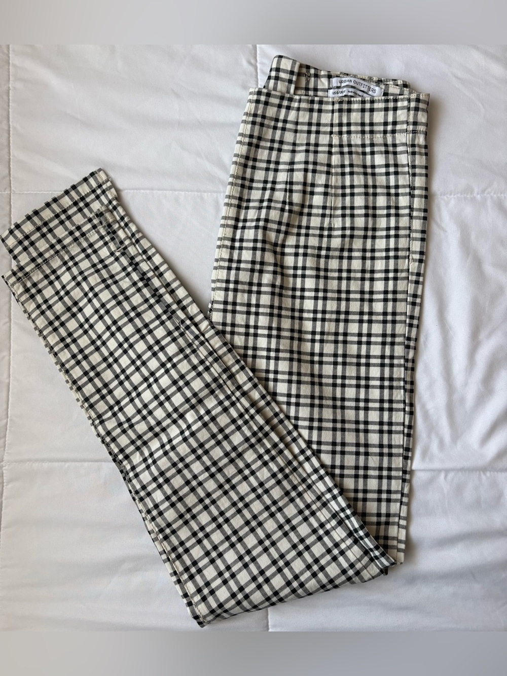 Urban Outfitters Black and Cream Checked Trousers